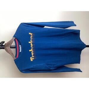 Timberland Girls Long Sleeve Shirt XL 18-20 Blue Graphic Logo Tee